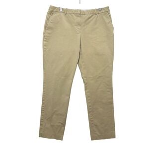 Theory Tailored Double Stretch Khaki Mid Rise Trousers Pants Women's Size 12